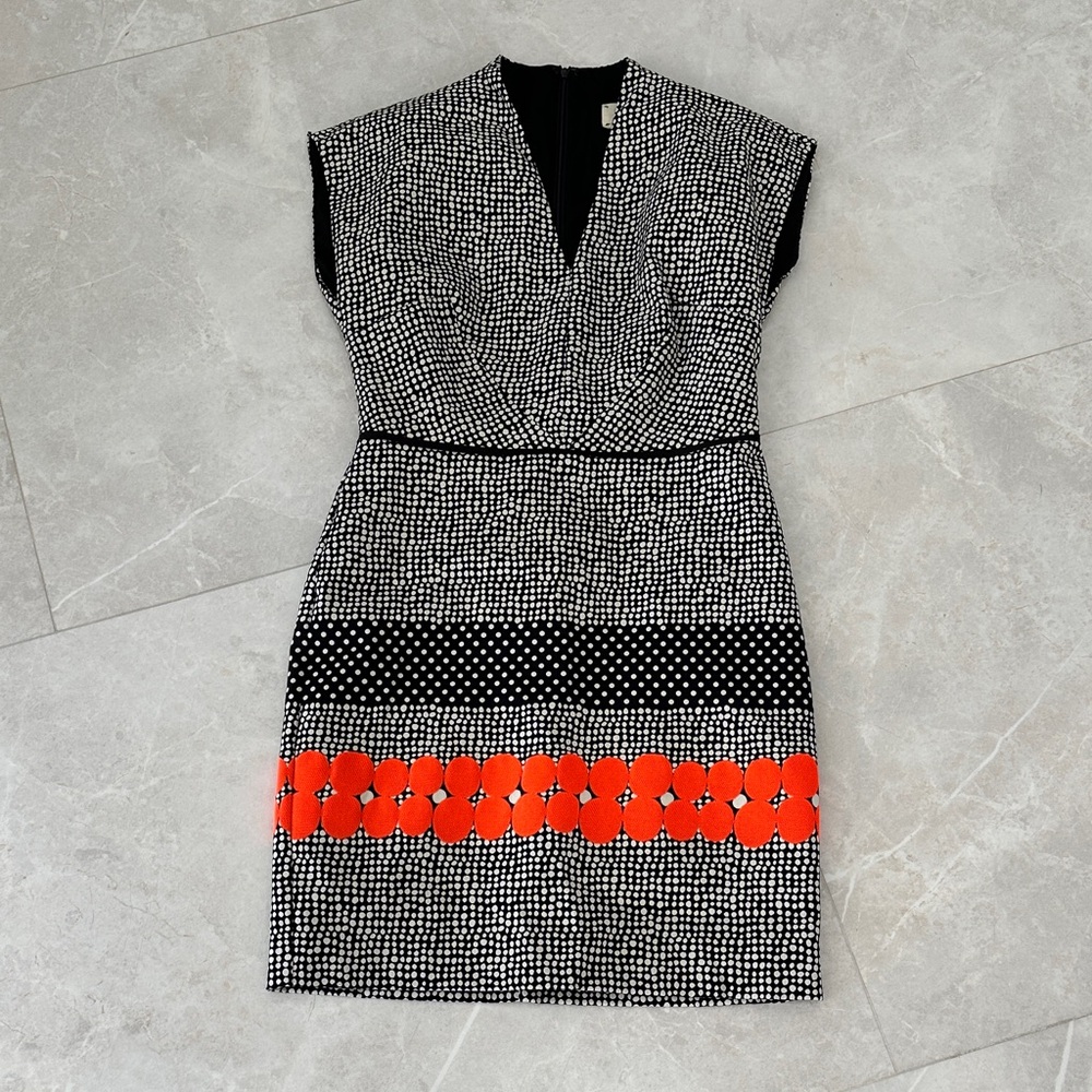 Nicole Miller Black and Orange Midi Dress